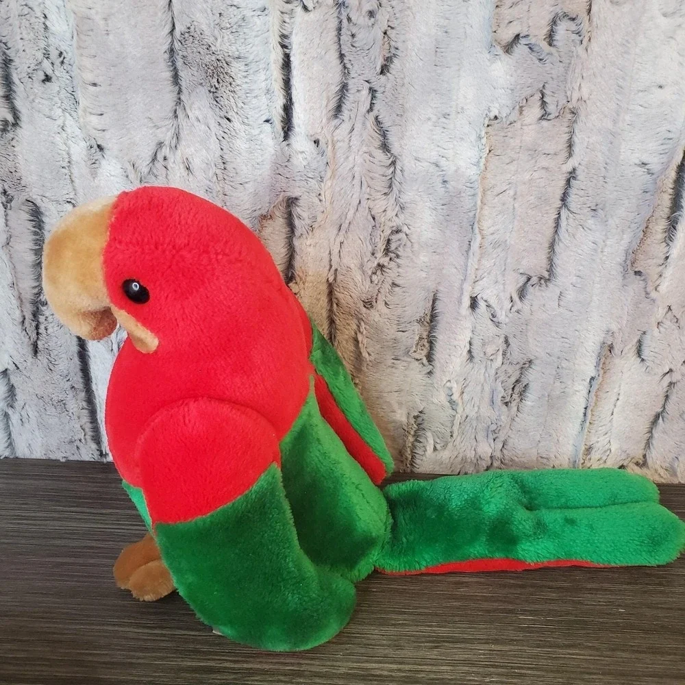 Vintage 1983 Carousel By Guy Red &‎ Green Parrot Love Bird Plush Stuffed Animal